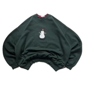vtg y2k 90s baggy boxy oversized embroidered winter christmas crewneck sweater